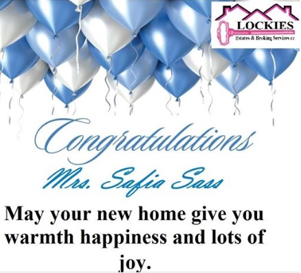 Congratulations!  Mrs. S. Sass on your new home: 